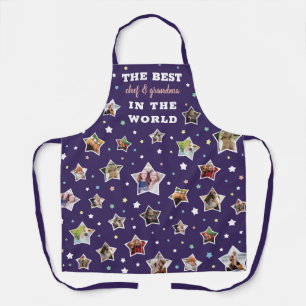 Best Grandma & Chef Purple Star Shaped Photos Apron