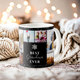 Best grandma Christmas 5 photos collage grid black Coffee Mug