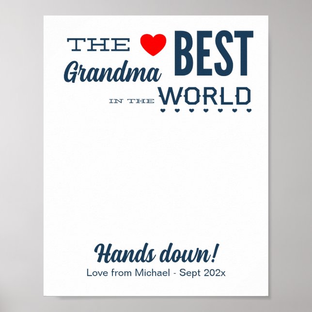 Best Grandma Custom Handprint Template Poster (Front)