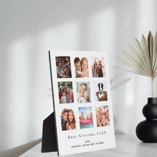 Best grandma custom photo family collage white plaque