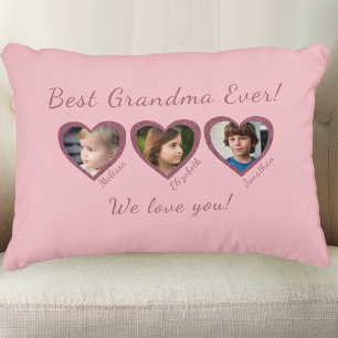 Best Grandma Custom Three Photo Template Decorative Cushion