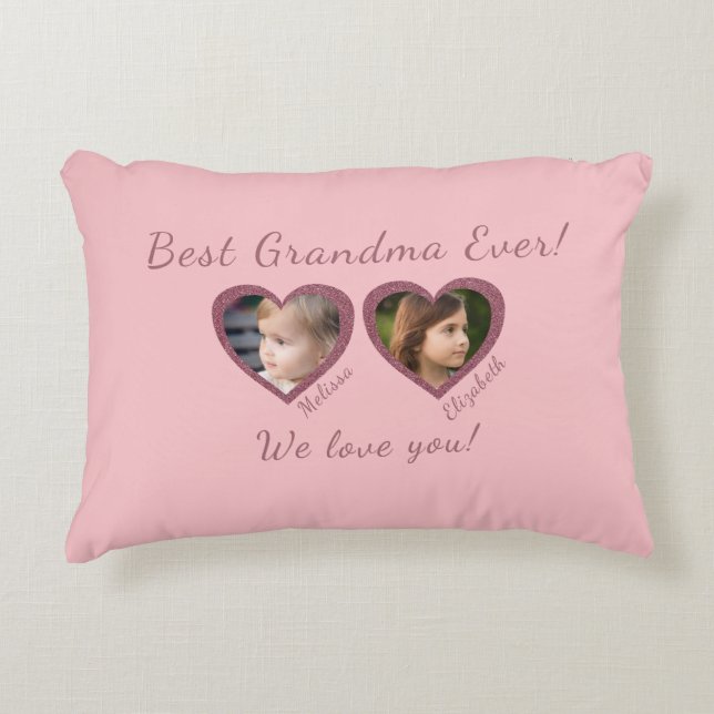 Best Grandma Custom Two Photo Template  Decorative Cushion (Front)