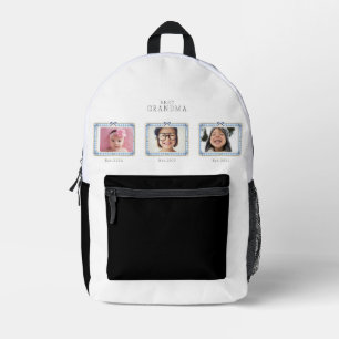 Best Grandma Est Custom Date 3 Photo Cute Preppy Printed Backpack