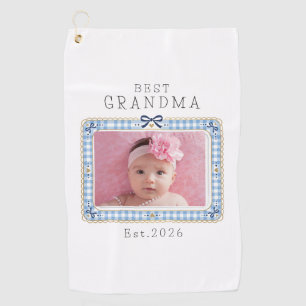 Best Grandma Est Custom Date Photo Cute Preppy Golf Towel