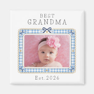 Best Grandma Est Custom Date Photo Cute Preppy Magnet