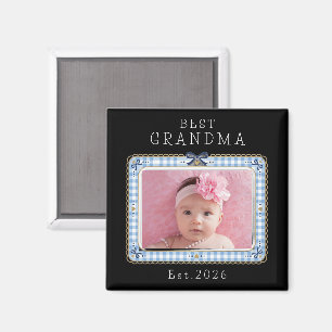 Best Grandma Est Custom Date Photo Cute Preppy Magnet