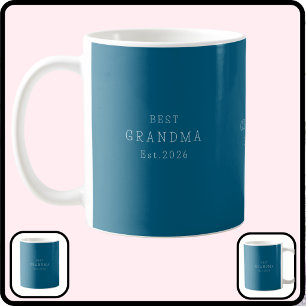 Best Grandma Est Custom Date Teal Elegant Coffee Mug