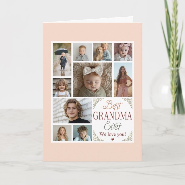 Best Grandma Ever 10 Photo Collage  Card (Front)