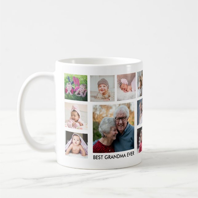 Best Grandma Ever 18 Family Photo Collage Coffee Mug (Left)