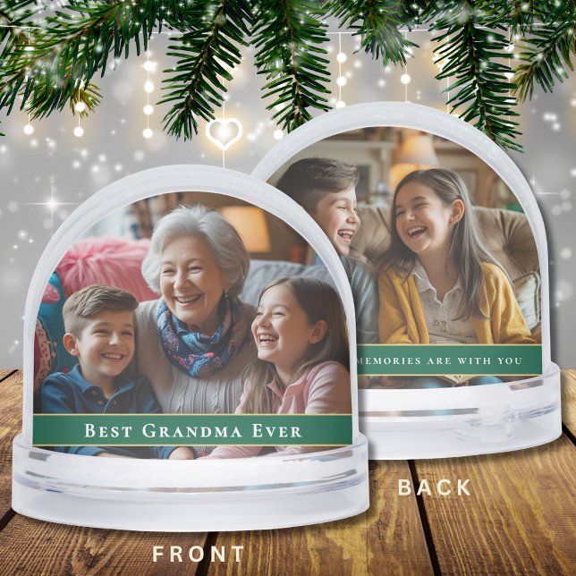 Best grandma Ever 2-Photo Grandkids Christmas Gift Snowglobe (Creator Uploaded)