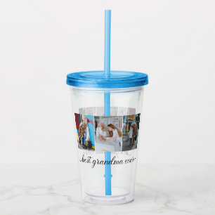 Best Grandma Ever 3 Photo Collage Acrylic Tumbler