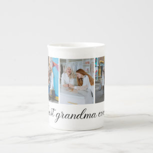 Best Grandma Ever 3 Photo Collage Bone China Mug