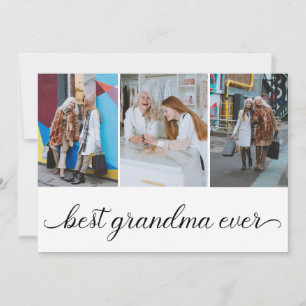 Best Grandma Ever 3 Photo Collage Flat Card