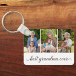 Best Grandma Ever 3 Photo Collage  Key Ring<br><div class="desc">Create Your Own, Grandparents Photo Collage for Christmas, Birthdays, Weddings, Anniversaries, Graduations, Father's Day, Mother's Day or any other Special Occasion, with our easy-to-use design tool. Add your favorite photos of friends, family, vacations, hobbies and pets and you'll have a stunning, one-of-a-kind photo collage. Our custom photo collage is perfect...</div>