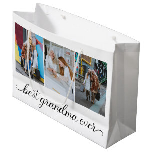Best Grandma Ever 3 Photo Collage Large Gift Bag