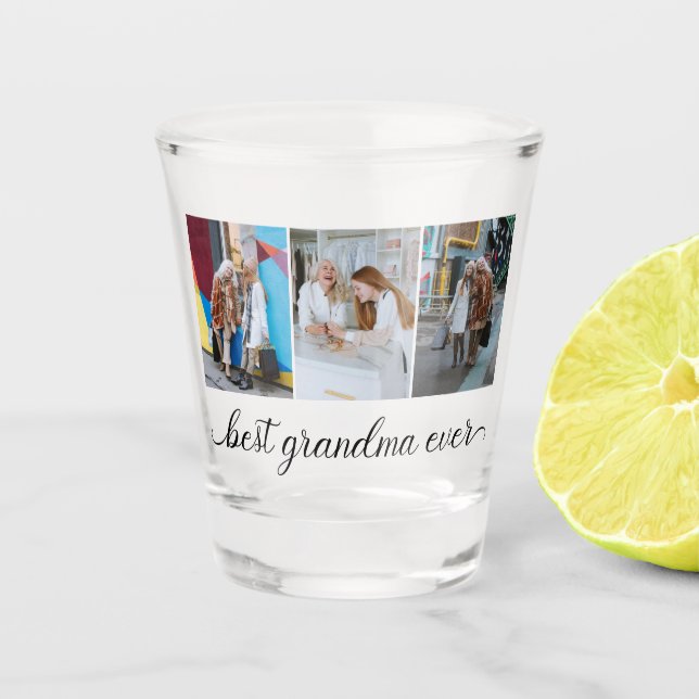 Best Grandma Ever 3 Photo Collage  Shot Glass (Front)