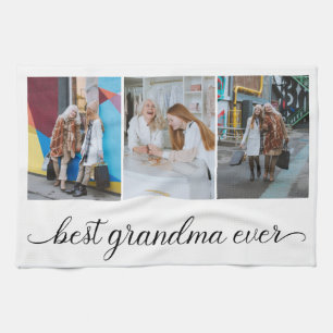 Best Grandma Ever 3 Photo Collage Tea Towel