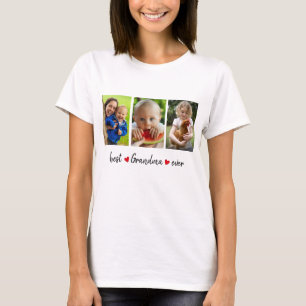 Best Grandma Ever 3 Photo Custom  T-Shirt
