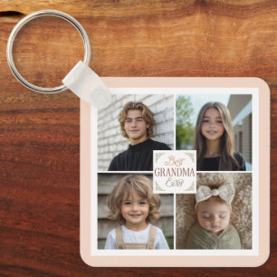 Best Grandma Ever 4 Photo Collage Key Ring