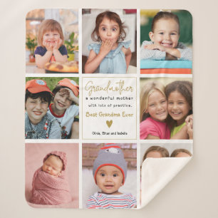 Best Grandma Ever 8 Photo Collage Grandmother Sherpa Blanket