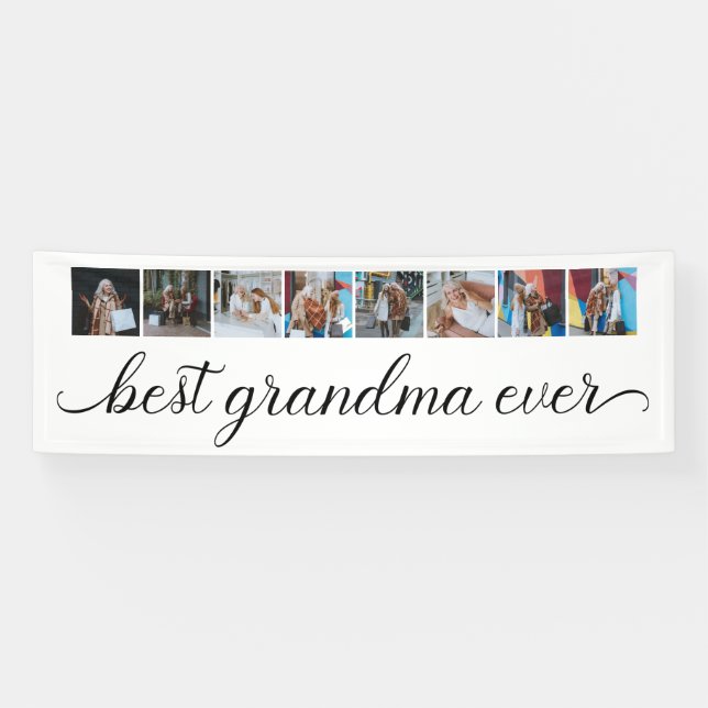 Best Grandma Ever 8 Photo Collage Party Banner (Horizontal)