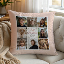 Best Grandma Ever 8 Photo Collage Throw Pillow