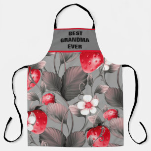 Best Grandma Ever Apron Red  and Grey Strawberry