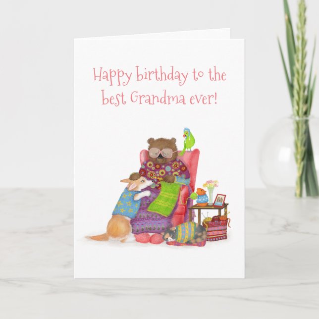 Best Grandma ever birthday card with cute bear (Front)