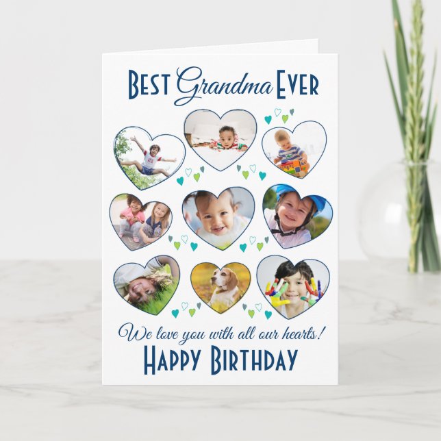 Best Grandma Ever Birthday Photo Collage Card (Front)