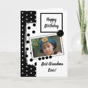 Best Grandma ever black and white with photo Card