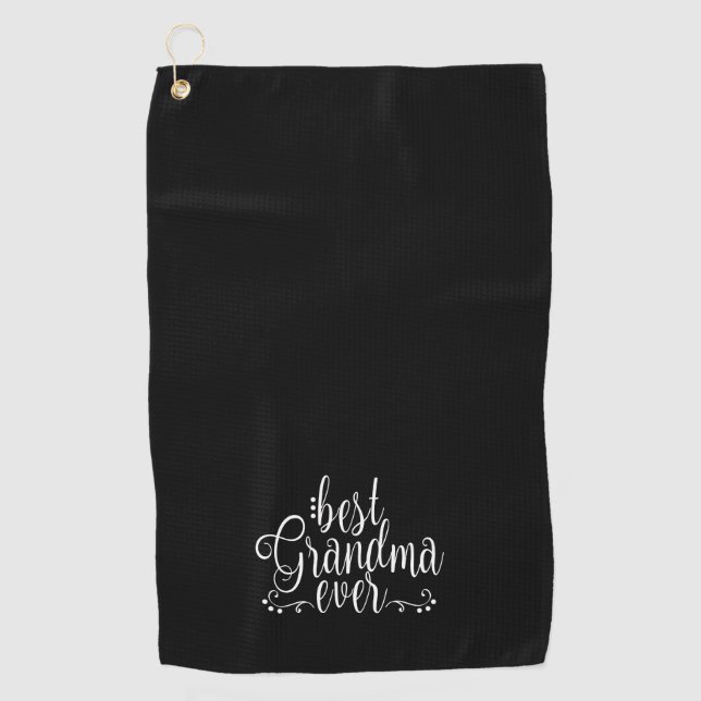 Best Grandma Ever Black Golf Towel (Front)