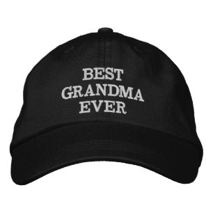 Best Grandma Ever black white custom text modern Embroidered Hat
