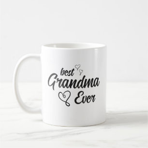  Best Grandma Ever Black & White Typography Coffee Mug