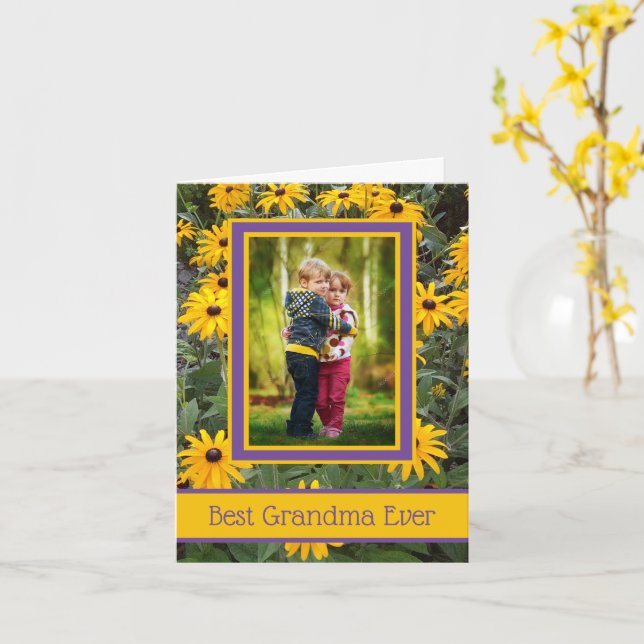 Best Grandma Ever - Bright Yellow Flowers Photo Card (Yellow Flower)