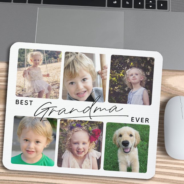 Best Grandma Ever Calligraphy 6 Photo Collage  Mouse Mat (Creator Uploaded)