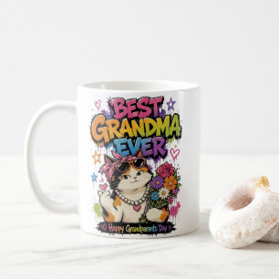 Best Grandma Ever Cat Happy Grandparents Day Graff Coffee Mug