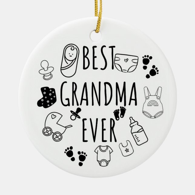 Best grandma ever ceramic tree decoration (Front)