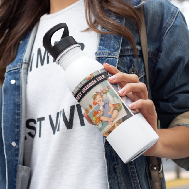 Best Grandma Ever | Colour Block Photo Collage 532 Ml Water Bottle (Creator Uploaded)