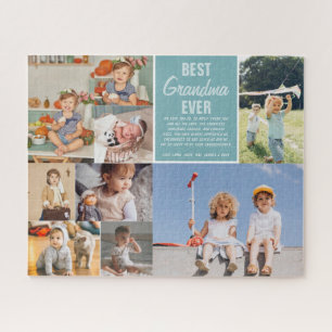 Best Grandma Ever   Colour Block Photo Collage Jigsaw Puzzle