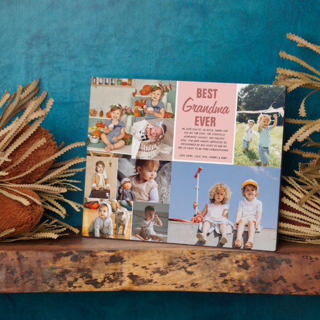 Best Grandma Ever | Colour Block Photo Collage Plaque (Side)