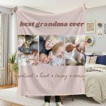 Best Grandma Ever Custom Fleece Blanket<br><div class="desc">Show grandma how much she is loved with this custom personalised photo mug. The mug features the words "best grandma ever" with three photos and words that describe grandma. This mug is sure to put a smile on her face and maybe a tear of joy in her eye.</div>