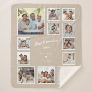 Best Grandma Ever   Custom Multi Photo Collage  Sherpa Blanket