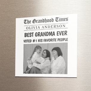 Best Grandma Ever Custom Newspaper Headline Photo Magnet