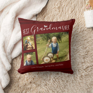 Best Grandma Ever Custom Photo Collage Cushion