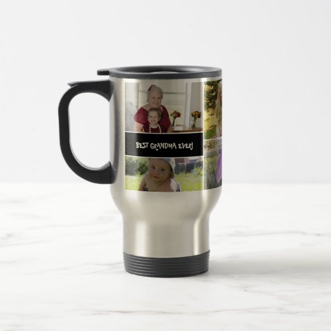 Best grandma ever Custom Photo collage Travel Mug (Left)