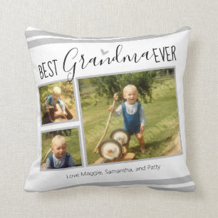 Best Grandma Ever Custom Photo Collage White Cushion