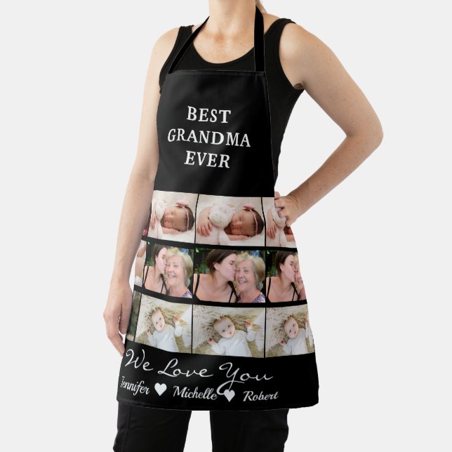 Best Grandma Ever Custom Photos Grandchildren Name Apron (Insitu)