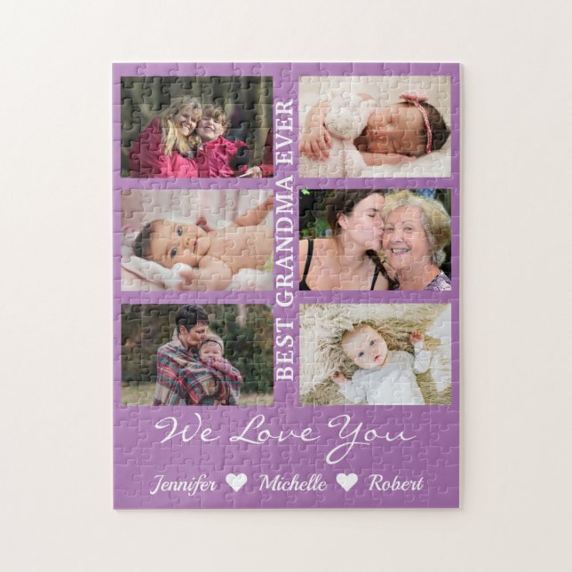 Best Grandma Ever Custom Photos Grandchildren Name Jigsaw Puzzle (Vertical)