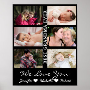 Best Grandma Ever Custom Photos Grandchildren Name Poster
