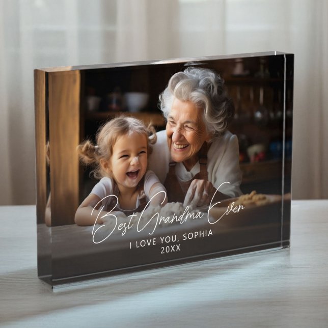 Best Grandma Ever Cute Grandchild Keepsake Photo Block (Best Grandma Ever Cute Grandchild Keepsake Photo Block)